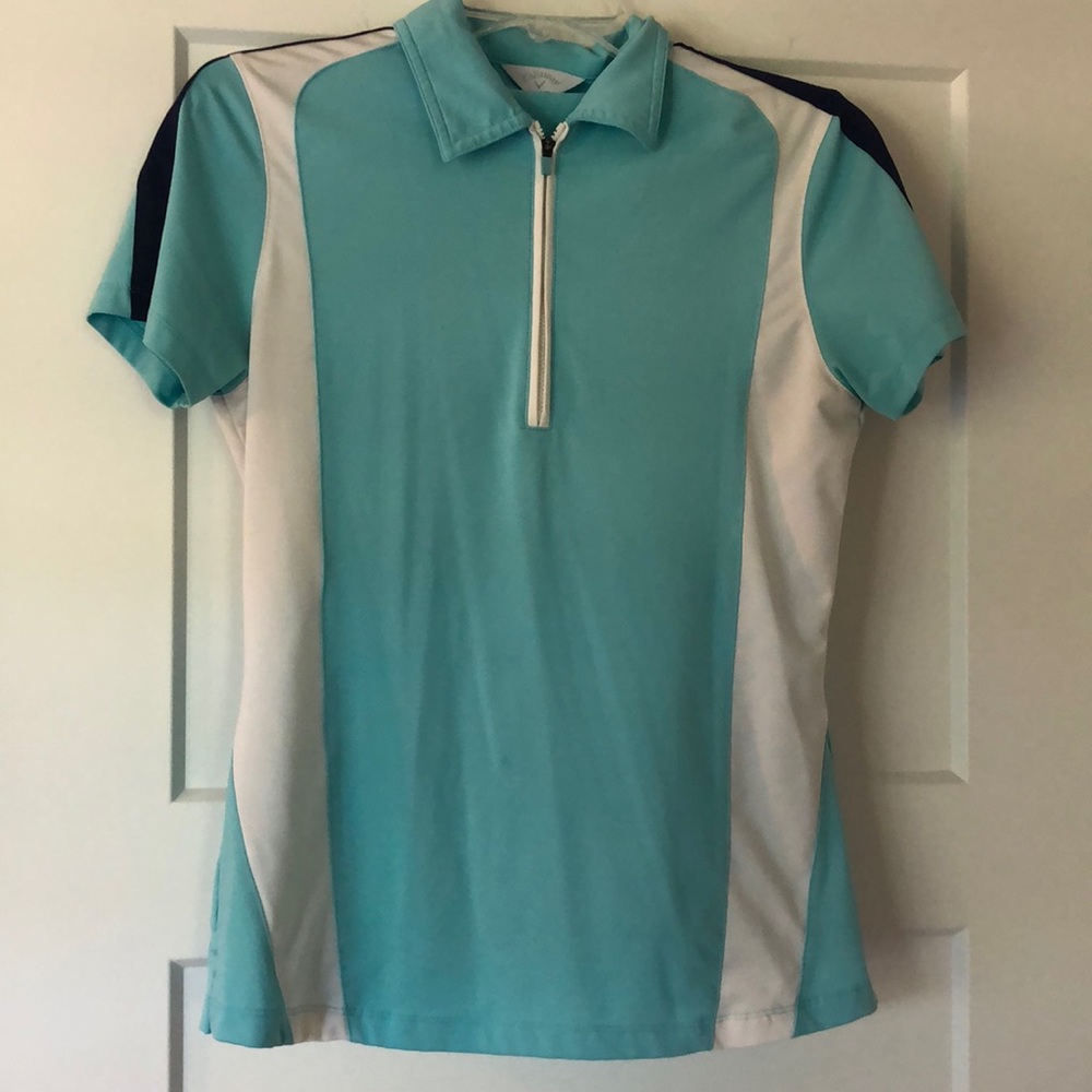 Callaway Women’s Golf Top Turquoise/White. Sz S.